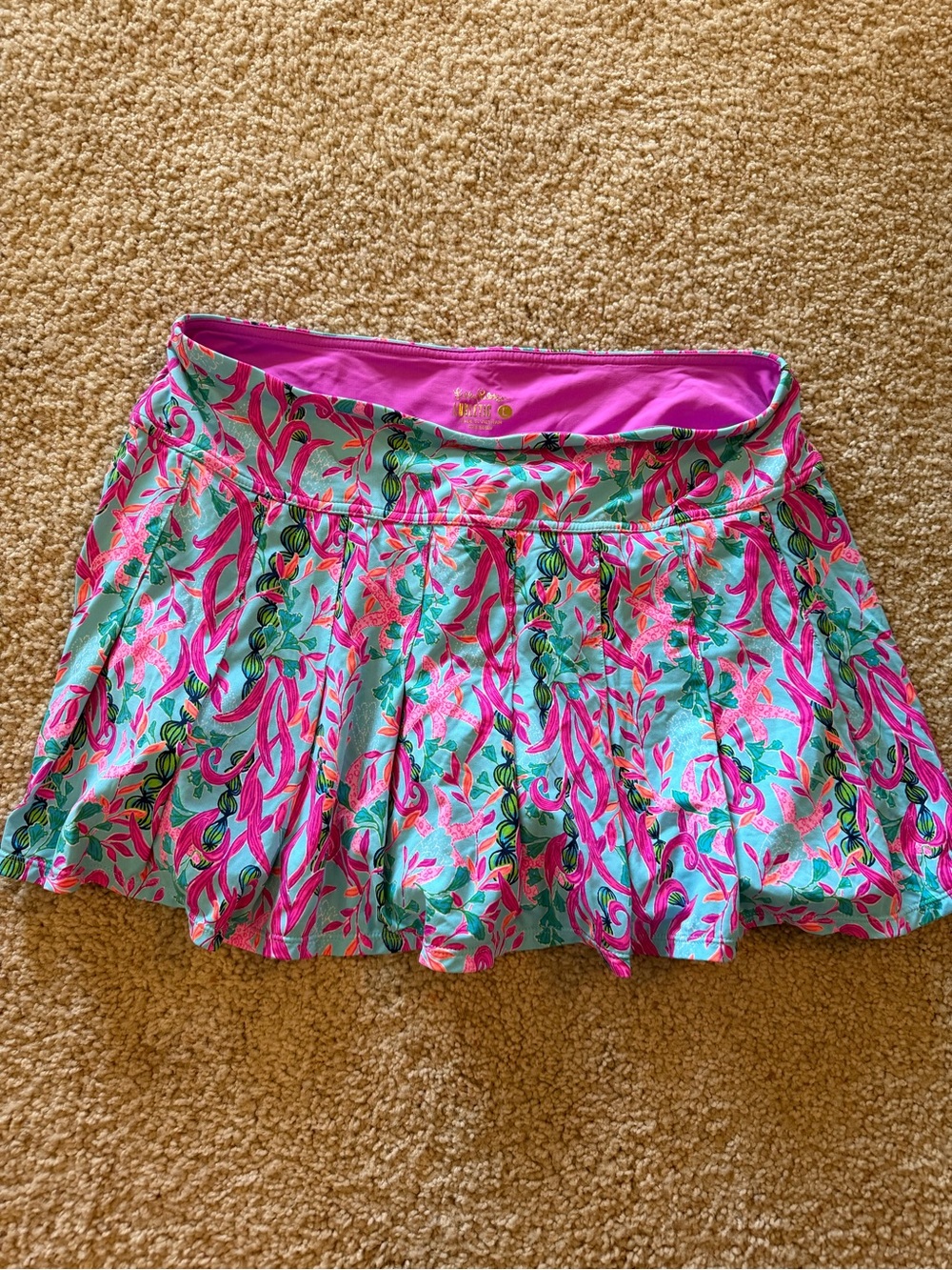 Lilly Pulitzer Pink & Aqua Floral Pleated Skort